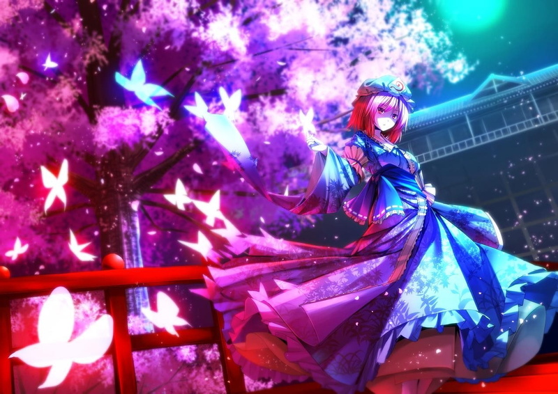 西行寺幽幽子蝴蝶壁纸分享 东方Project动漫少女高清图