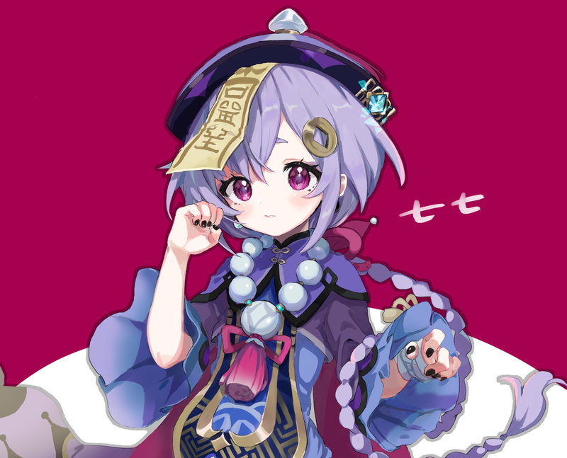 原神七七手绘壁纸 蓝发软妹睡颜直击心巴