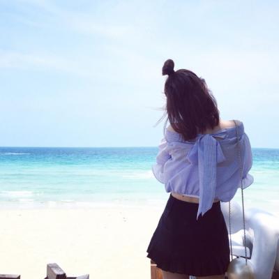 女生海边背影微信头像 28张高清唯美大图合集