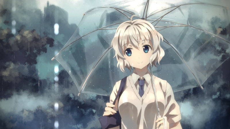 雨景里的蓝眼少年 原创动漫角色4K壁纸