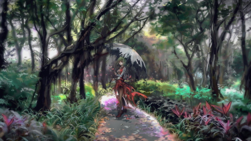 风见幽香撑旧伞漫步林间 绝美1080P自然壁纸合集