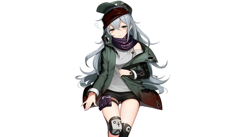 少女前线主题二次元壁纸 银短发战术少女极简风高清图