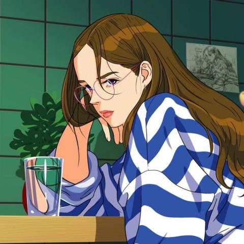 21张高清气质女生手绘头像 适合当微信头像的手绘女头合集