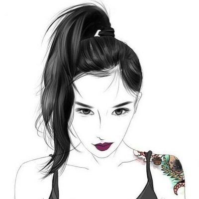 24张高清黑白时尚女生手绘头像合集