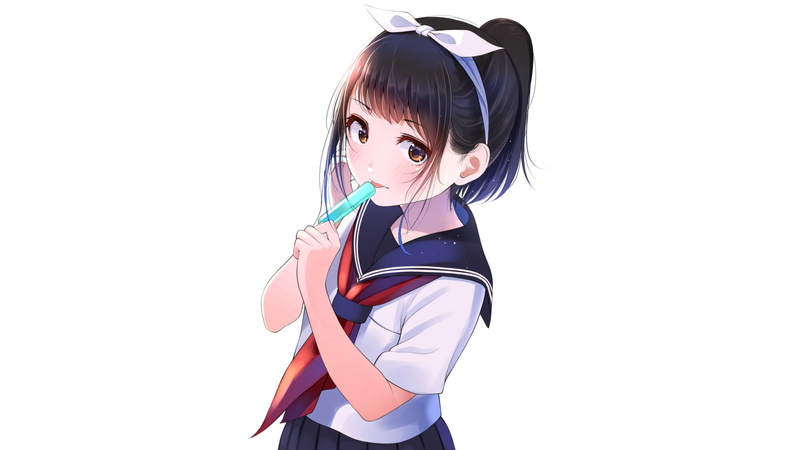 黑发少女的氛围感肖像画