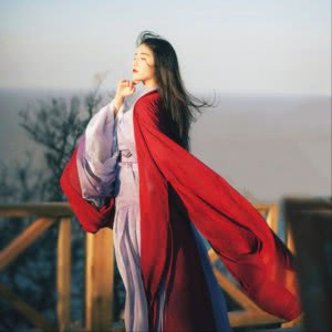 红裙飘飘的古风女生头像，单张分享