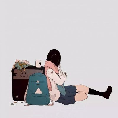 适合当微信头像的动漫女学生 8张高清背书包学生妹头像