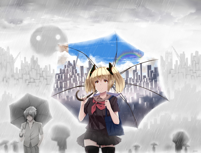 雨天都市里的动漫少女日常壁纸合集