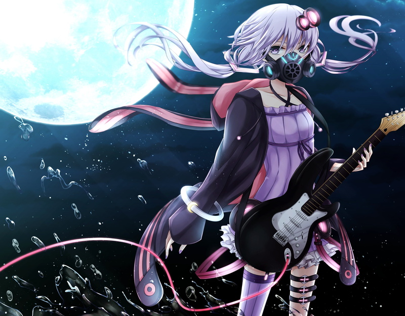 户外白日里的弦月电吉他少女｜结月缘同人壁纸