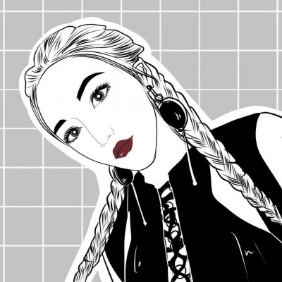 24张高清黑白时尚女生手绘头像合集