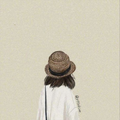 9张高清文艺手绘女生背影头像 适合当头像的氛围感手绘图