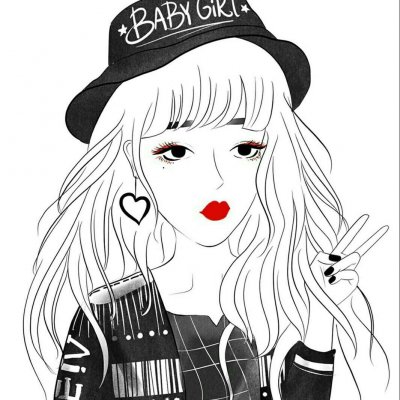 24张高清黑白时尚女生手绘头像合集