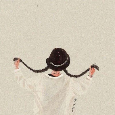 9张高清文艺手绘女生背影头像 适合当头像的氛围感手绘图