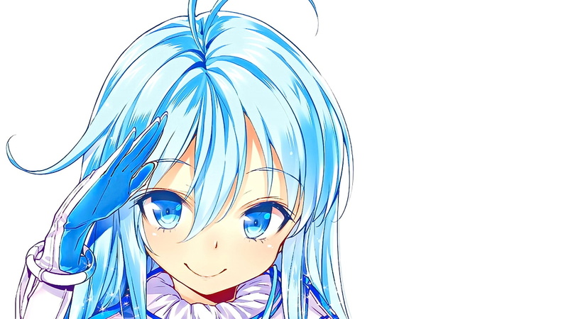 这组动漫壁纸太戳心了！蓝发少女们在纯白背景里笑出温柔光