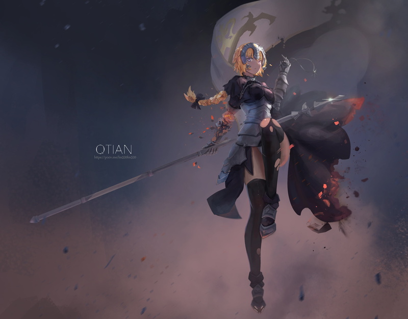 2000分辨率圣女贞德造型二次元少女吊坠武器同人壁纸