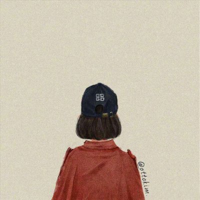 9张高清文艺手绘女生背影头像 适合当头像的氛围感手绘图