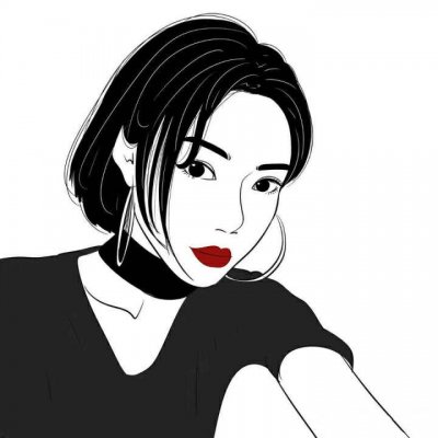 24张高清黑白时尚女生手绘头像合集