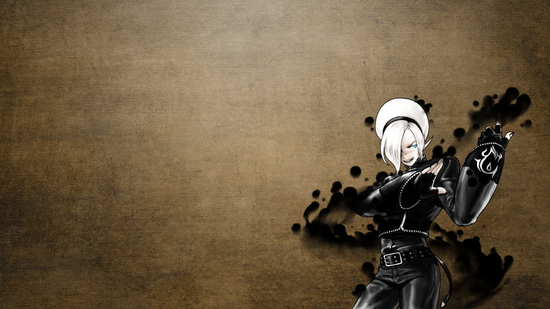 黑色系格斗少女室内壁纸 附木纹背景素材