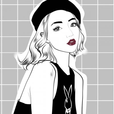 24张高清黑白时尚女生手绘头像合集