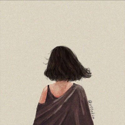 9张高清文艺手绘女生背影头像 适合当头像的氛围感手绘图