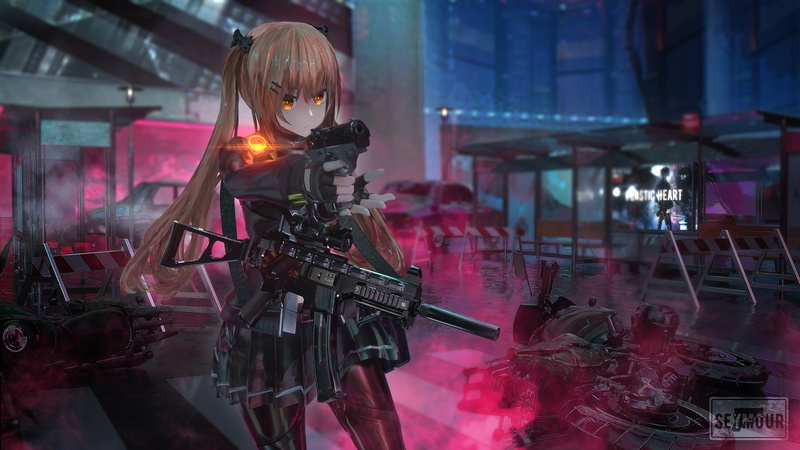 银发青年持剑持枪的3D动漫风壁纸 高清1080P全屏手机可用