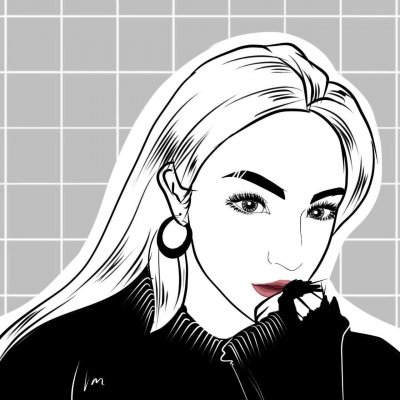 24张高清黑白时尚女生手绘头像合集