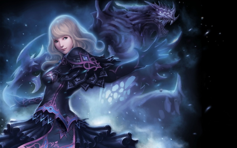 暗黑龙族少女冰系魔法壁纸