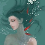 水里藏着emo的漫画女生头像，就这一张