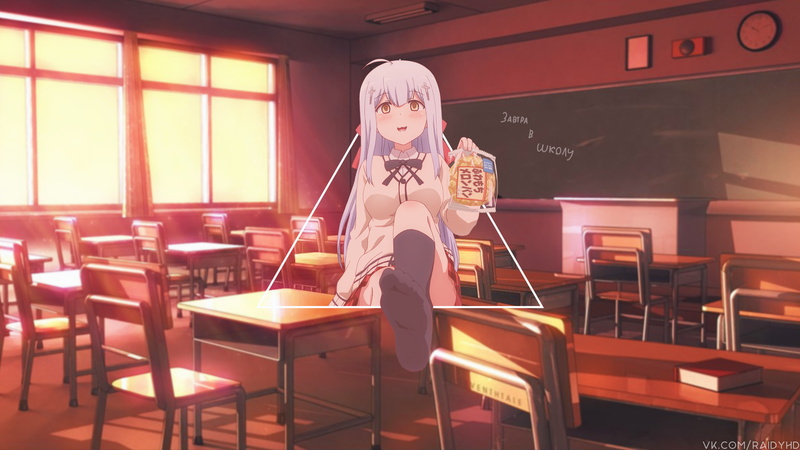 动漫美少女高清壁纸：红眼沉思的时尚女孩