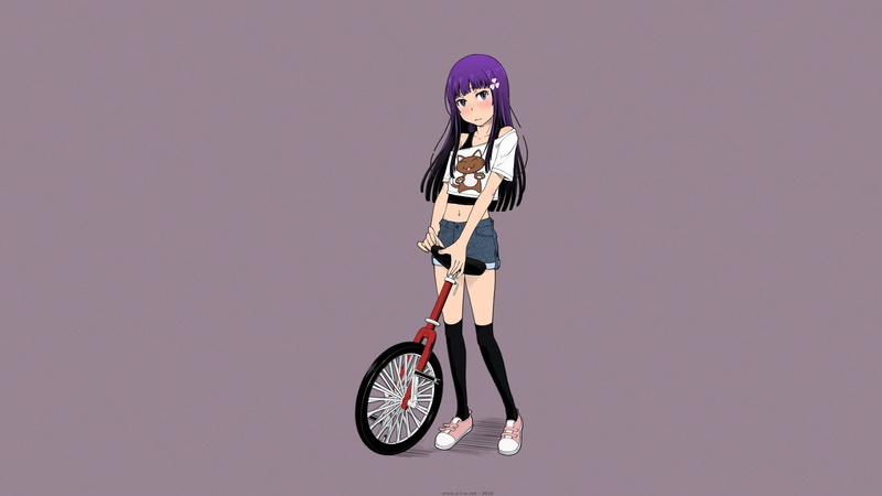 二次元少女独轮车运动壁纸