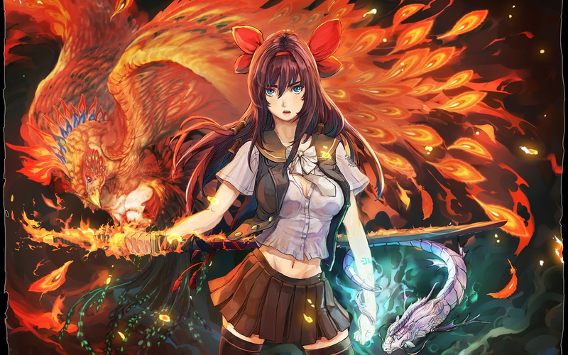 动漫少女浴火重生主题壁纸 高清1080P