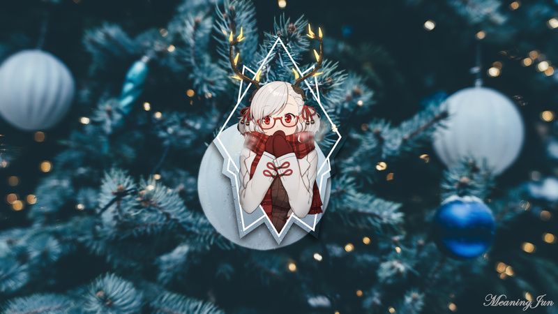 圣诞主题动漫男女主角画中画壁纸 720P高清手机壁纸