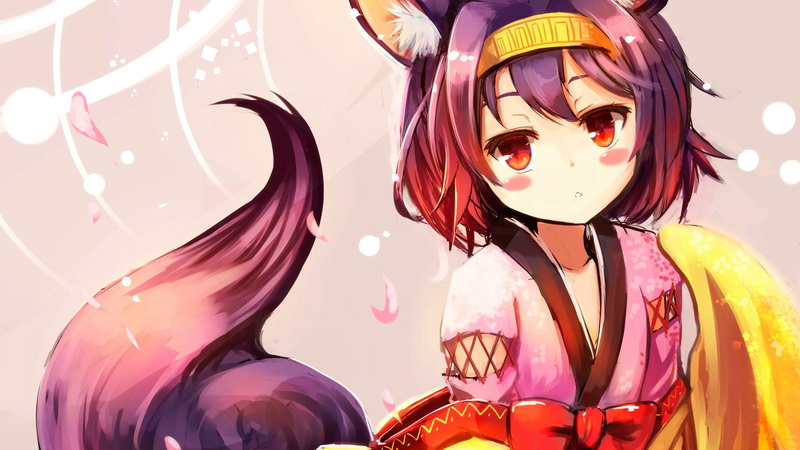 《游戏人生》狐娘壁纸来袭！红发红眼紫发浴衣少女高清图