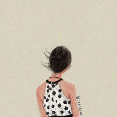 9张高清文艺手绘女生背影头像 适合当头像的氛围感手绘图