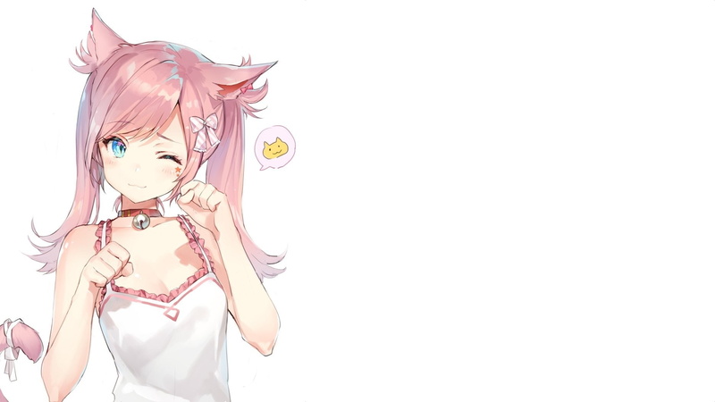 这组二次元少女壁纸太戳我！金发粉发兽耳少女 wink 杀谁懂