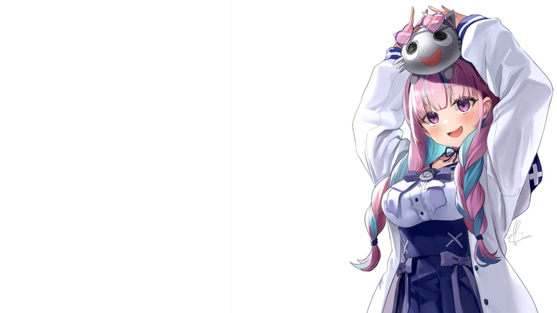 动漫2K高清壁纸｜凑阿库娅 宝钟玛琳 粉发粉眼 虚拟主播