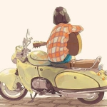 单张弹吉他文艺女生背影头像分享