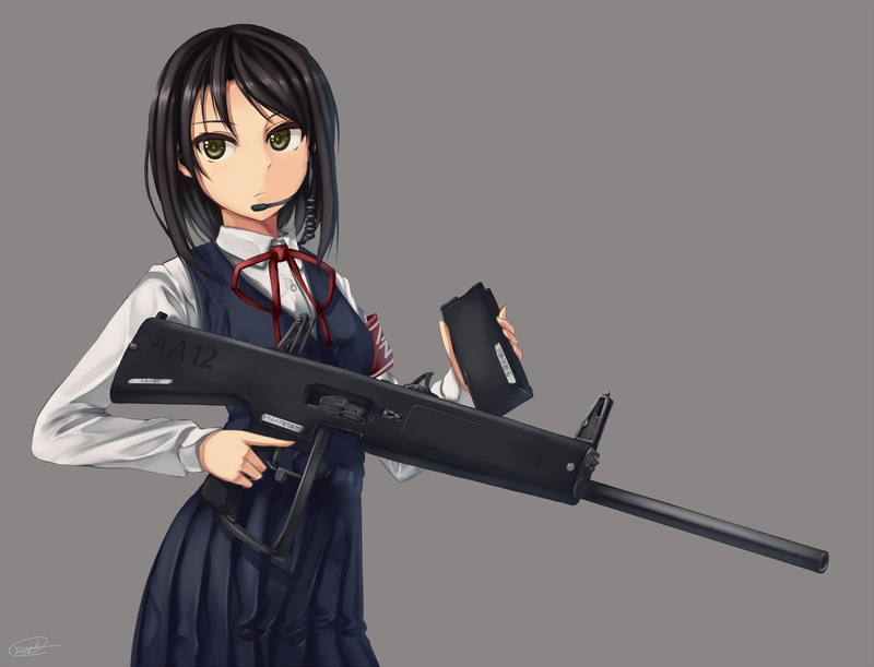 四款超飒持枪动漫少女壁纸