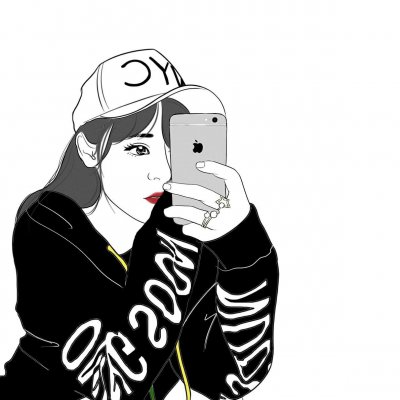 24张高清黑白时尚女生手绘头像合集