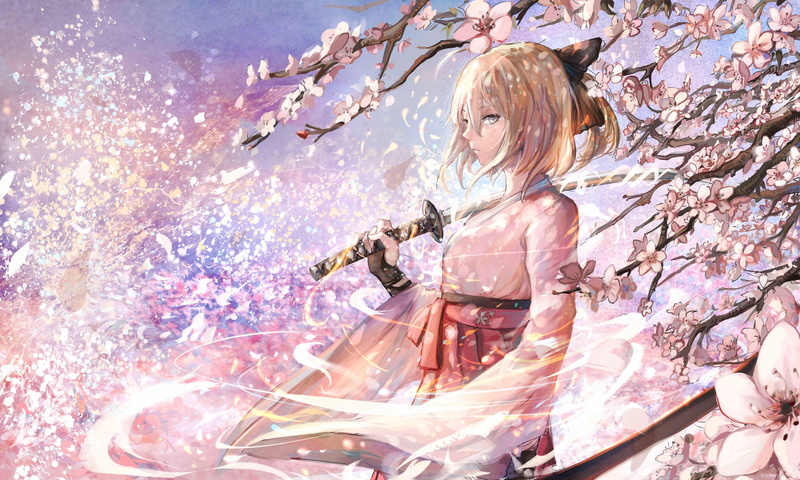 樱花Saber绝美壁纸！Fate系列短发少女刀剑氛围感拉满