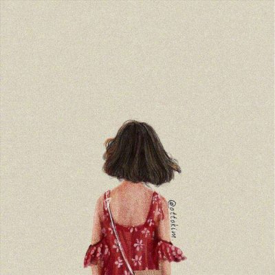 9张高清文艺手绘女生背影头像 适合当头像的氛围感手绘图