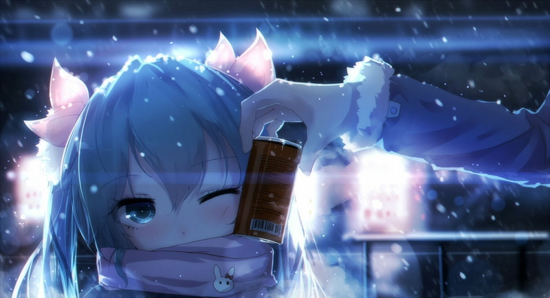 冬日咖啡里的雪色初音