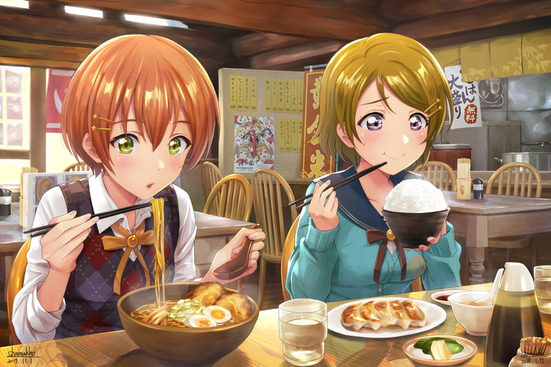 LoveLive学园偶像祭同人壁纸：樱内梨子、小泉花阳等少女的美食与日常