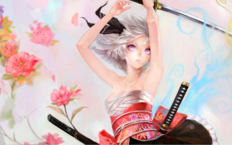 这是东方project壁纸合集！妖梦等角色的刀剑少女高清图