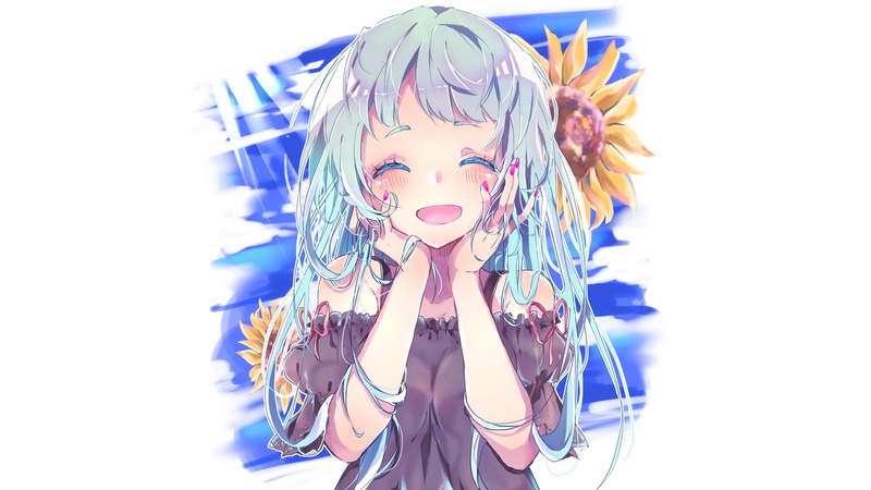 夏日向日葵少女极简壁纸