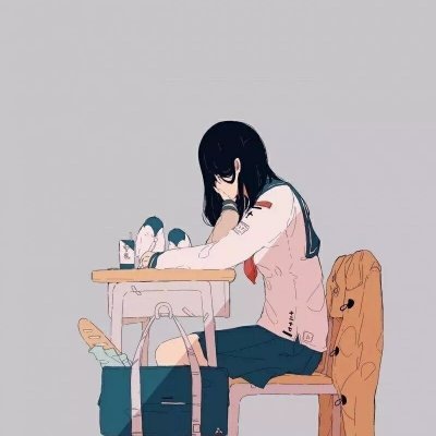 适合当微信头像的动漫女学生 8张高清背书包学生妹头像