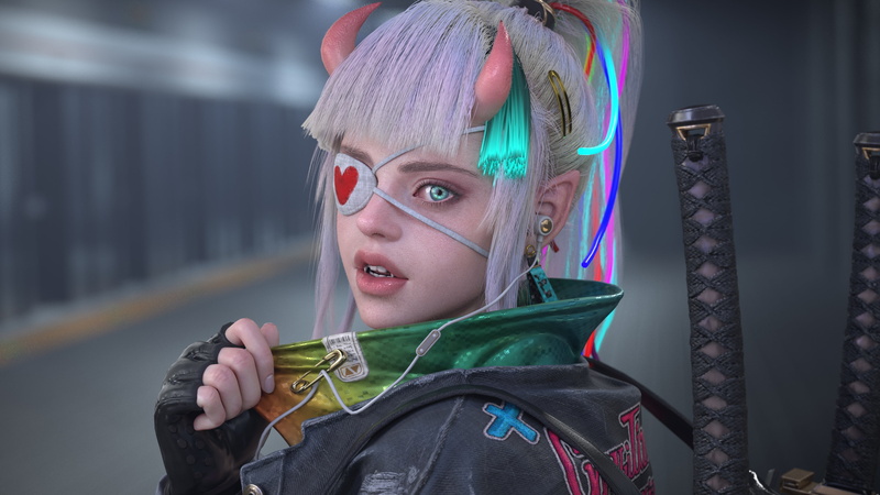 酷飒4K动漫壁纸！戴眼罩持剑少女的3D渲染氛围感拉满