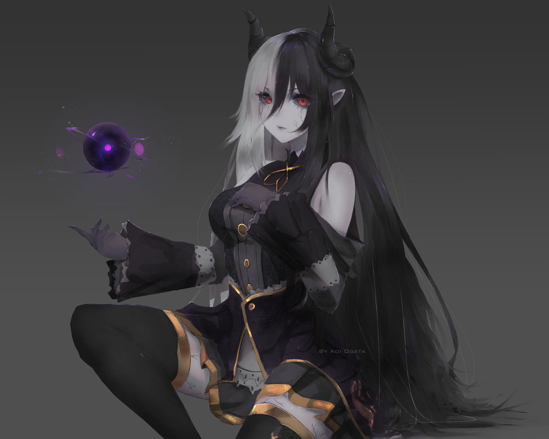 这款4K高清动漫壁纸太绝了！黑发红眼长发少女的氛围感拉满