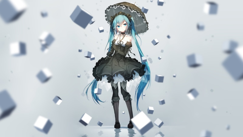 这组初音未来壁纸太绝了！双马尾洛丽塔造型美翻