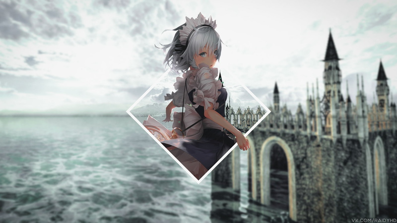 十六夜咲夜高清壁纸！带画中画的1080P动漫少女壁纸